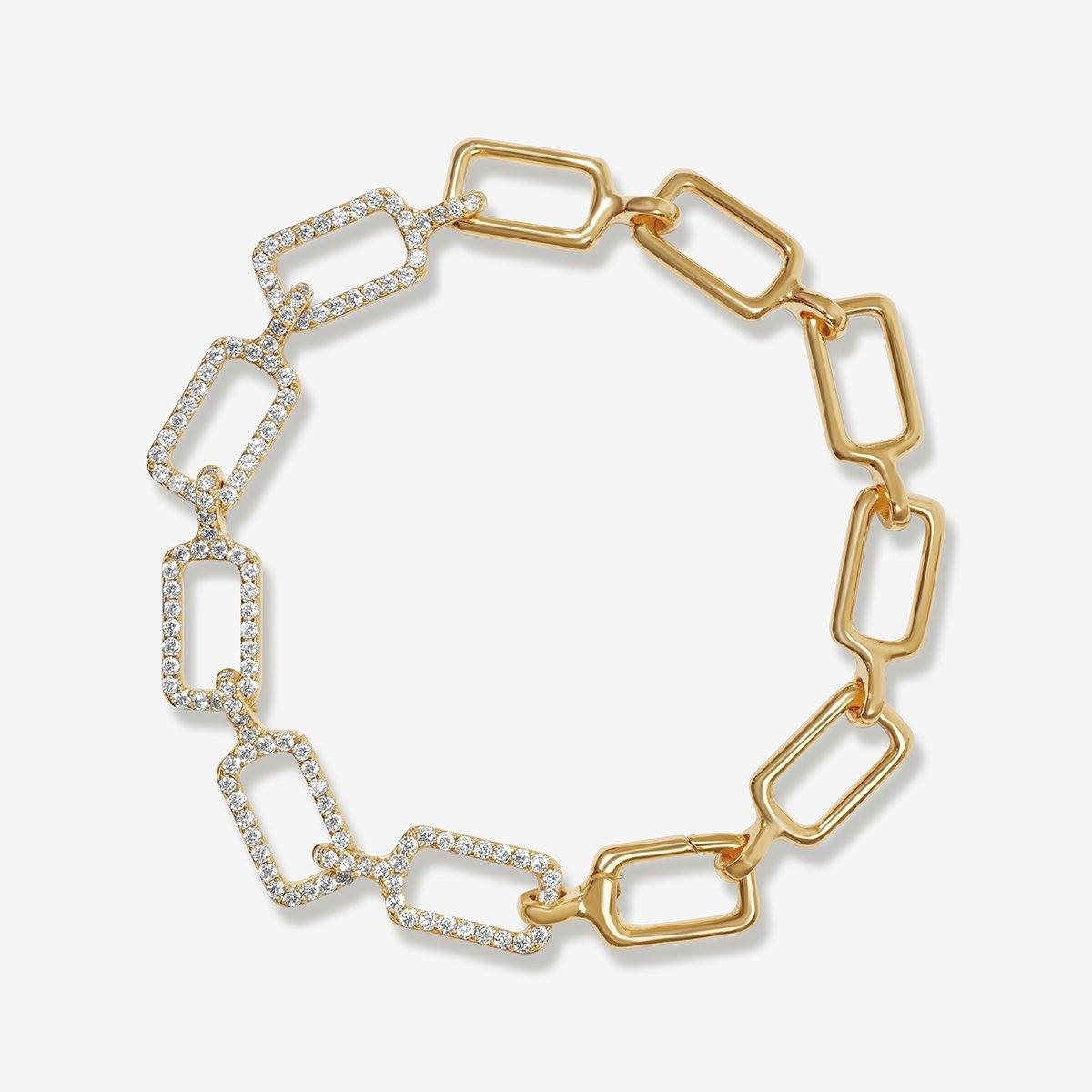 Gold Lottie two-tone chain bracelet | Adornmonde
