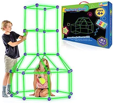 Fun Forts Glow Kids Tent for Kids - 81 Pack STEM Toys Glow in The Dark Fort Building Kit, Buildin... | Amazon (US)