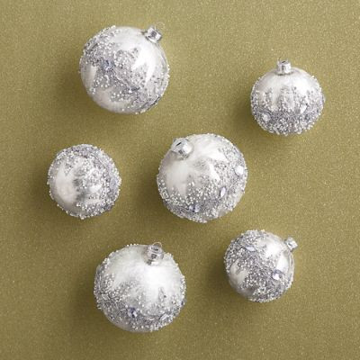 Crystal Ice Beaded Ornaments. Set of Six | Frontgate | Frontgate
