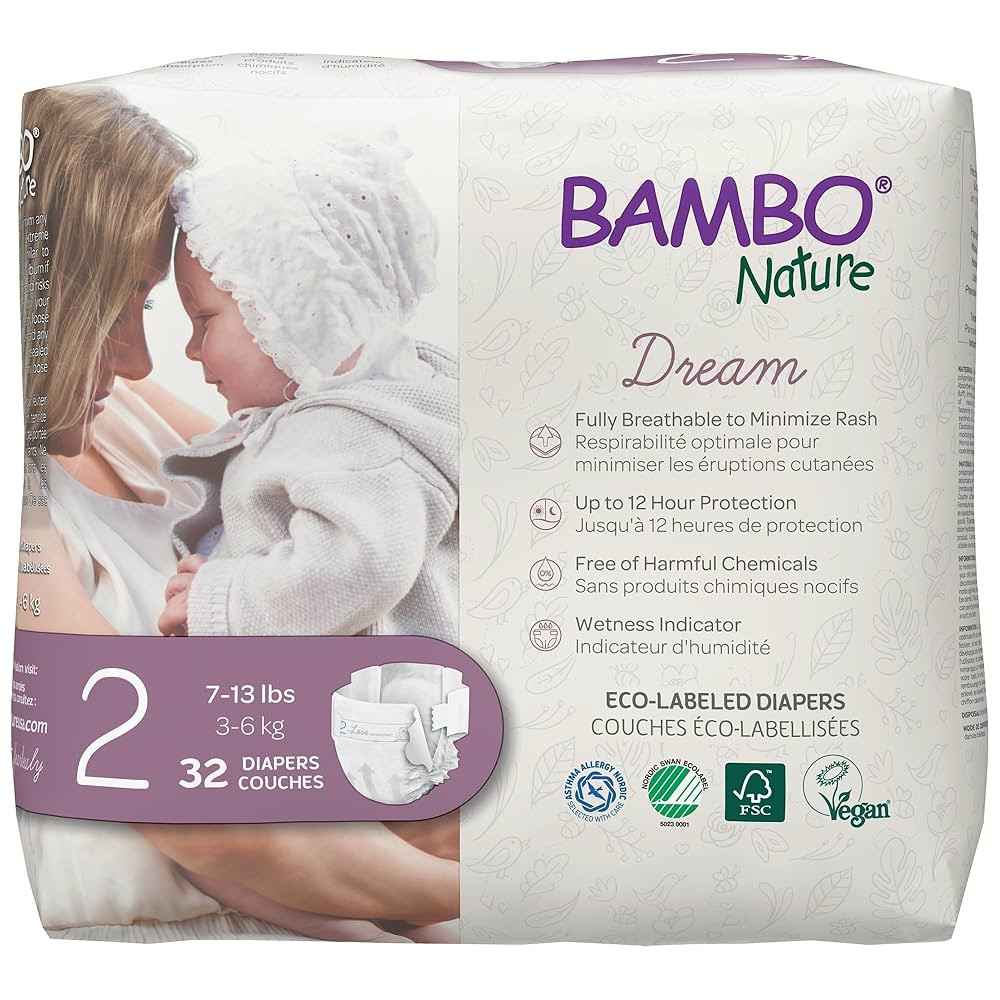 Bambo Nature Hypoallergenic Baby Diapers, Eco-Labelled Sustainable Diapers, Enhanced Leakage Prot... | Amazon (US)