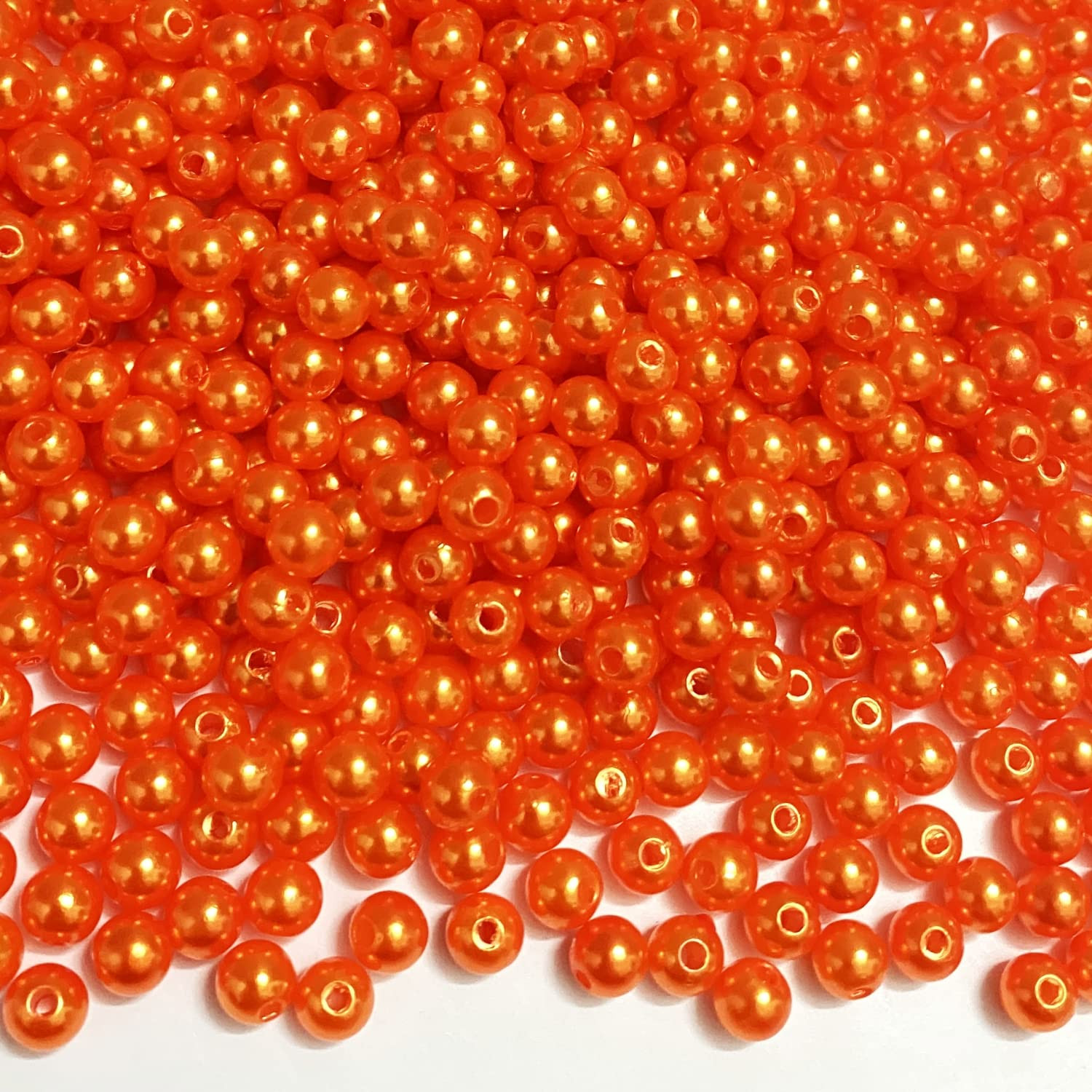 700pcs Pearl Beads 6mm Pearl Craft Beads Round Loose Pearls with Holes for Sewing Crafts Decoration Bracelet Necklace Jewelry Making (Dark Orange) | Amazon (US)