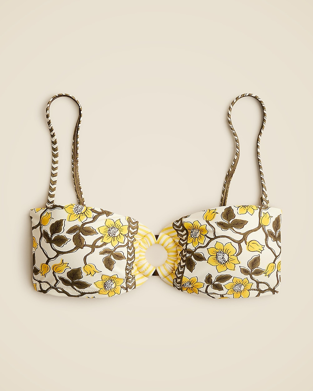 O-ring bandeau bikini top in daffodil daze block print | J. Crew US