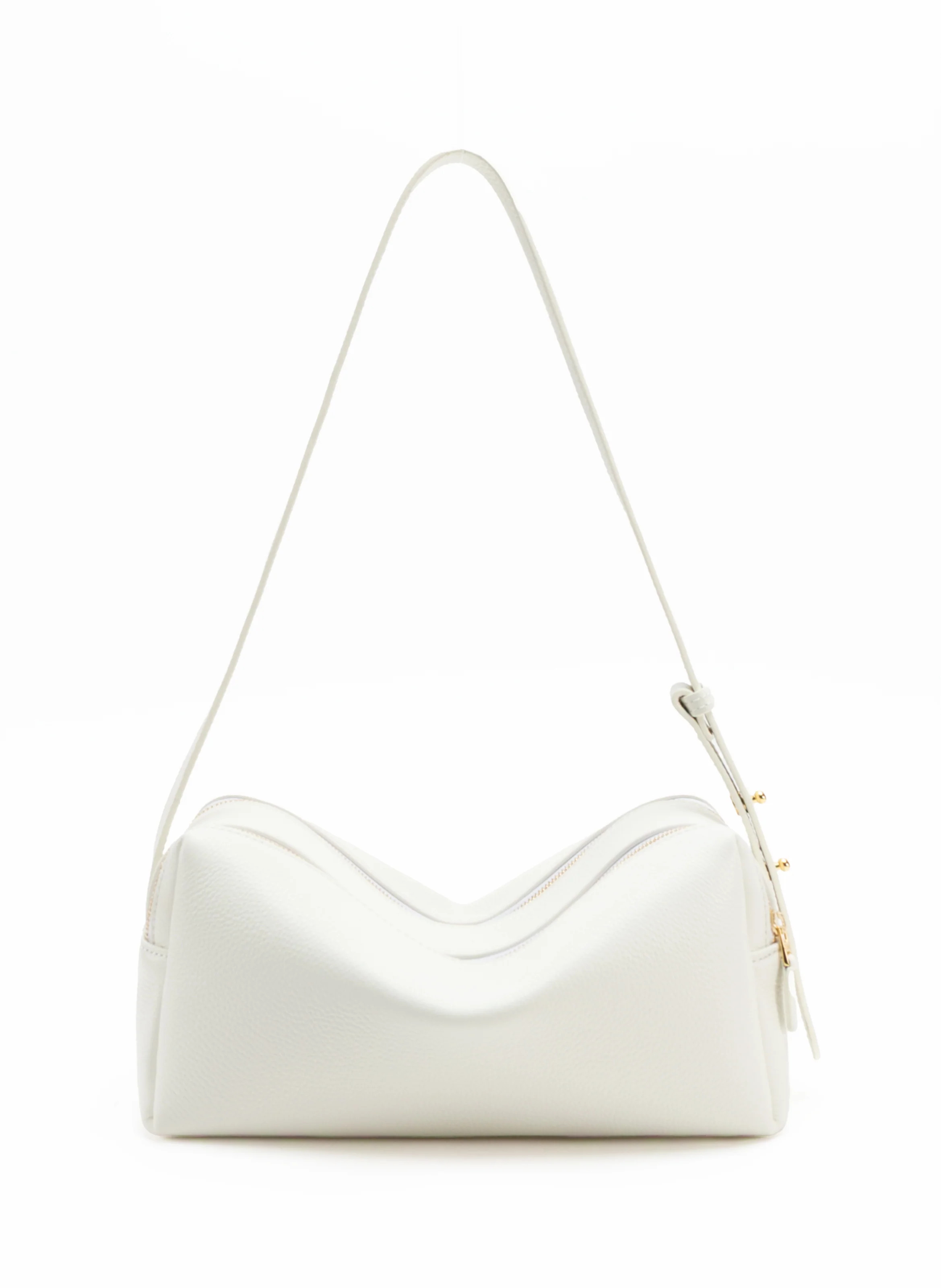 Trousse Pebbled Leather White - Minimalist Shoulder Bags - Elleme | Elleme