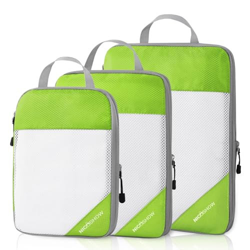 NICOSHOW Compression Packing Cubes for Travel, Packing Cubes Compression Travel Essentials, Compressible Travel Packing Cubes Organizers for Carry-on Luggage Suitcase | Amazon (US)