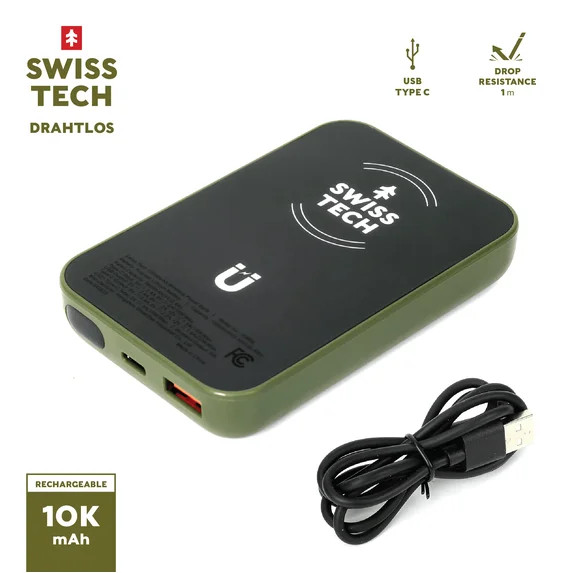 Swiss Tech Portable Power Bank, 10000mAh, Wireless Charging, Magnetic Attachment, Fast Charge Com... | Walmart (US)