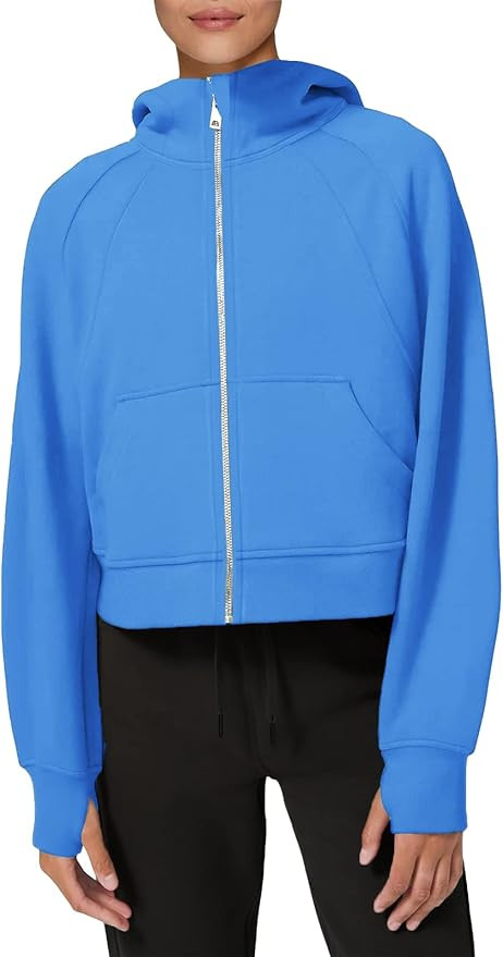 OU MgCE FAST FASHION Womens Full Zipper Hoodies Fleece Lined Pockets Sweatshirts Long Sleeve Crop... | Amazon (US)