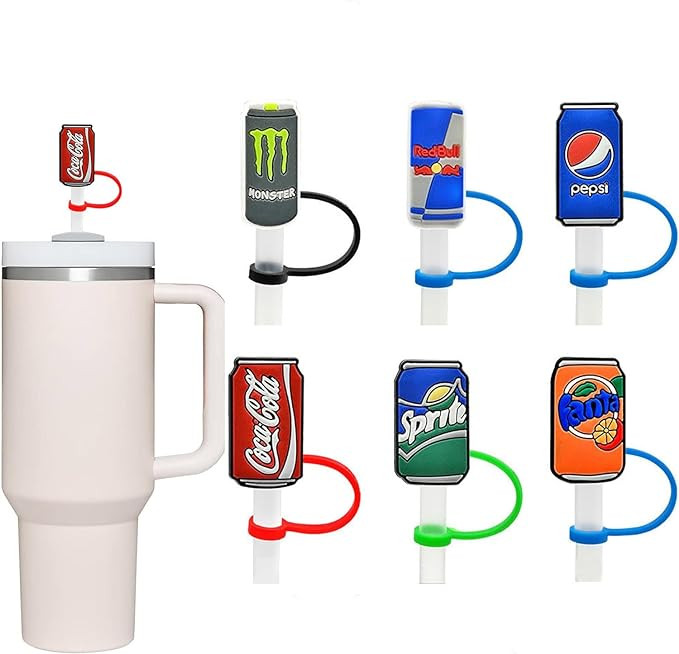 6Pcs Cute Cartoon Pattern Straw Cover Reusable Silicone Straw Sleeve Drinking Splash Proof Straw ... | Amazon (US)