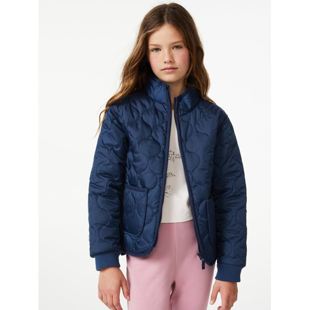 Free Assembly Girls Lightweight Quilted Jacket, Sizes 4-18 - Walmart.com | Walmart (US)