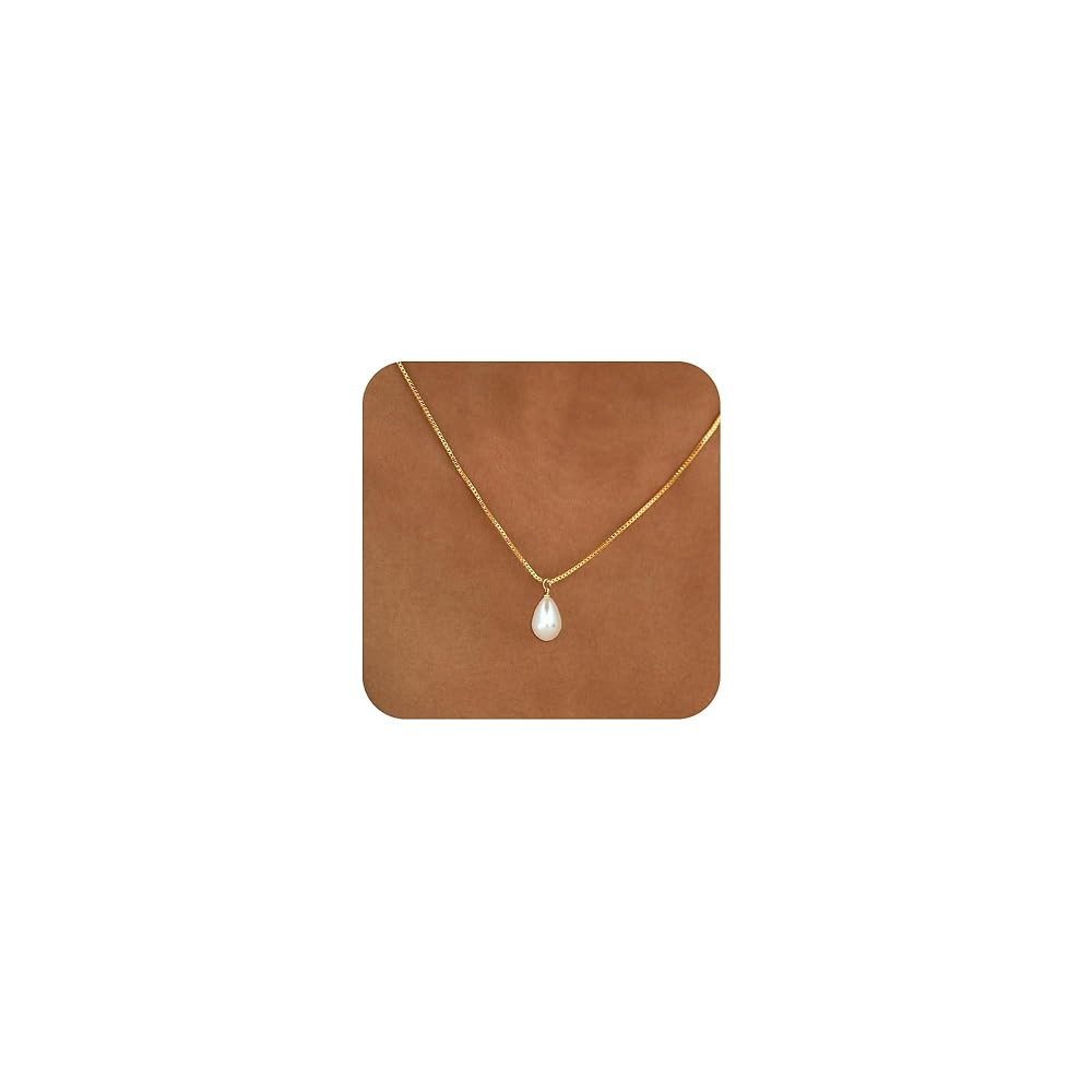 Gold Pearl Necklaces for Women Trendy, Single Pearl Drop Pendant Necklace 14k Dainty Gold Necklac... | Amazon (US)