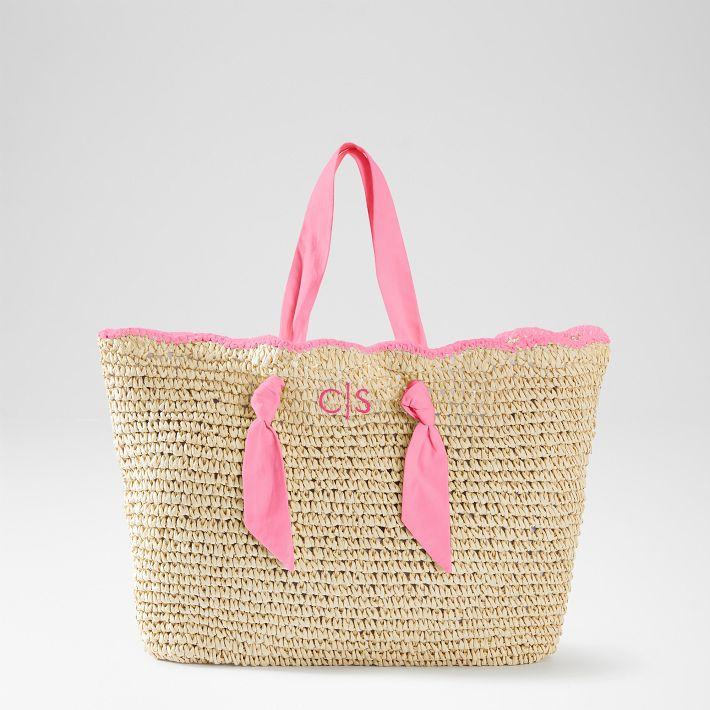 Ribbon Scalloped Raffia Tote | Mark and Graham