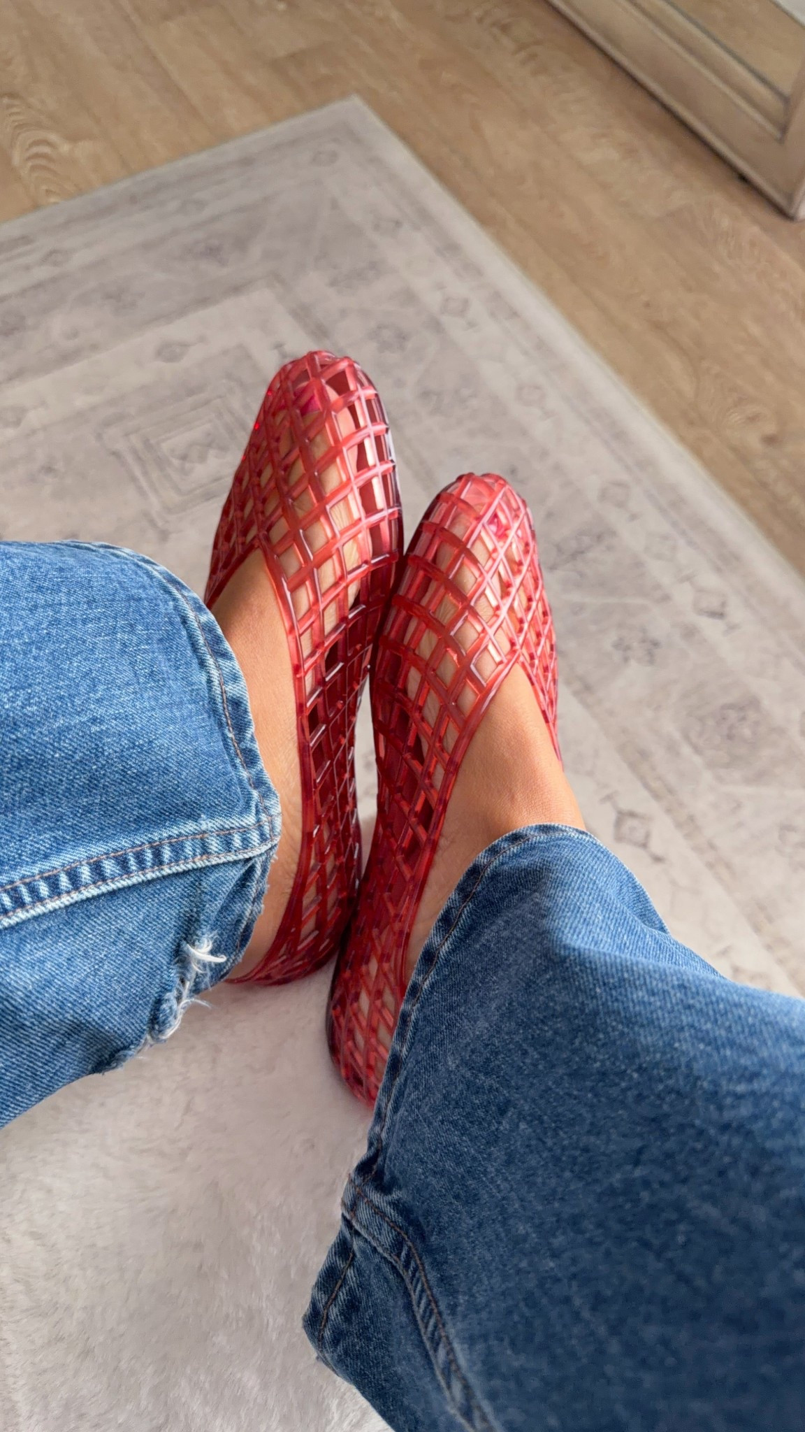 Jelly flats!!! I’m a 8.5 but I got a 7! They run a bit large so these are snug but not tight on me!!!! 

#LTKhaul #LTKspring #LTKspringtrends