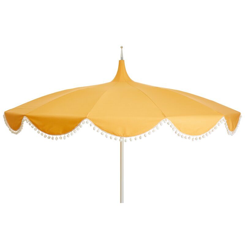 Dani Pom-Pom Patio Umbrella, Yellow | One Kings Lane