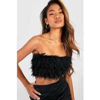 Womens Feather Bandeau Crop - Black - 14 | NastyGal UK