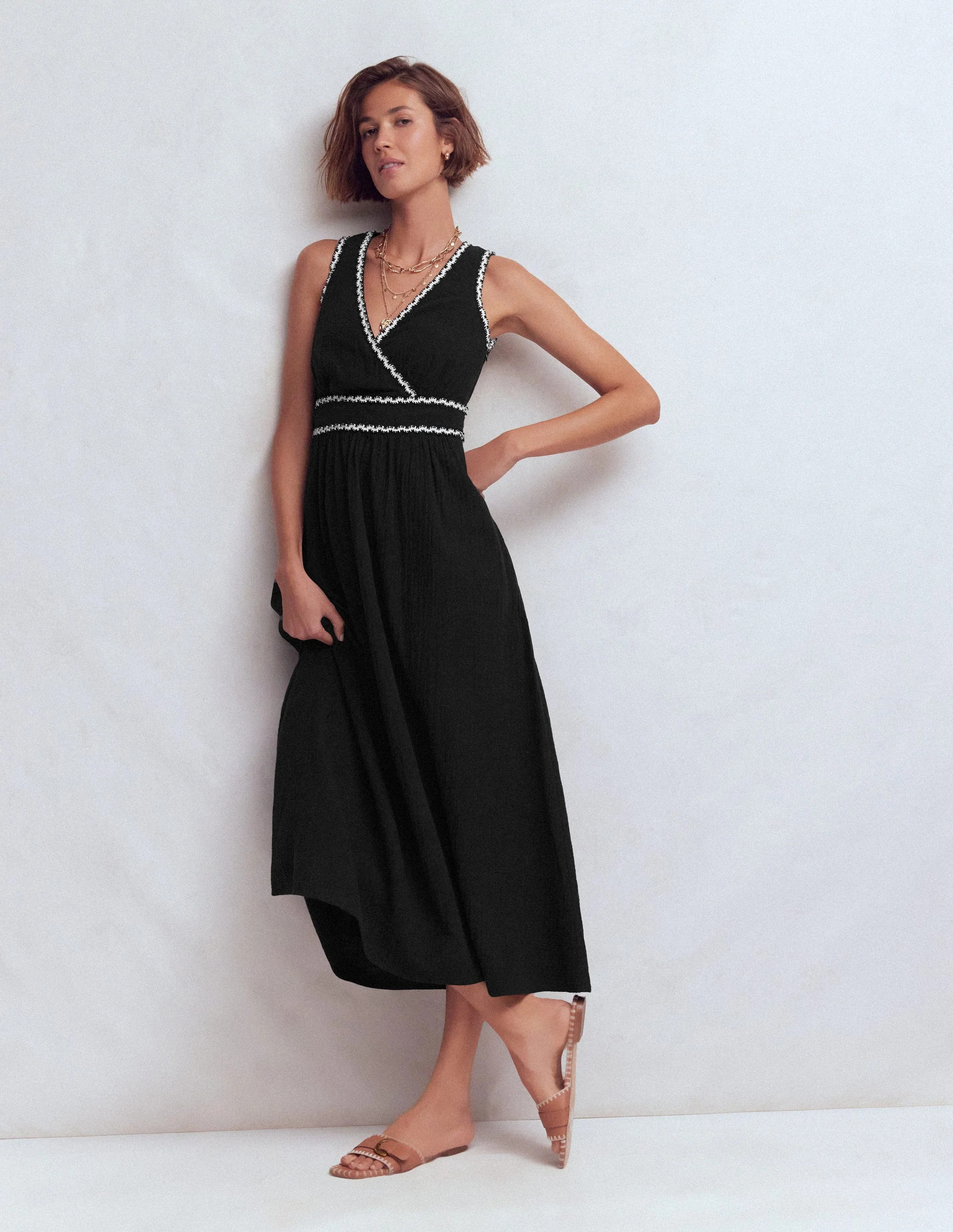 Lorna Trim Double Cloth Dress-Bright Blue | Boden (US)