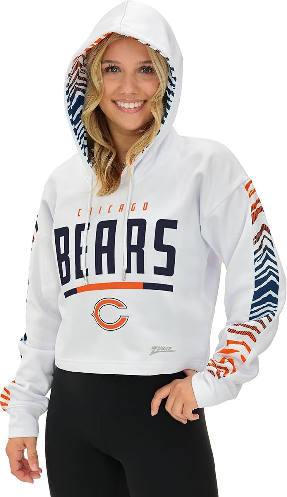 Zubaz NFL Women's Team Graphic Crop Top Hoodie with Hood Liner (X-Small - 3X-Large) | Amazon (US)