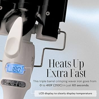 Alure Three Barrel Curling Iron Wand Hair Waver with LCD Temperature Display - 1 Inch Ceramic Tou... | Amazon (US)