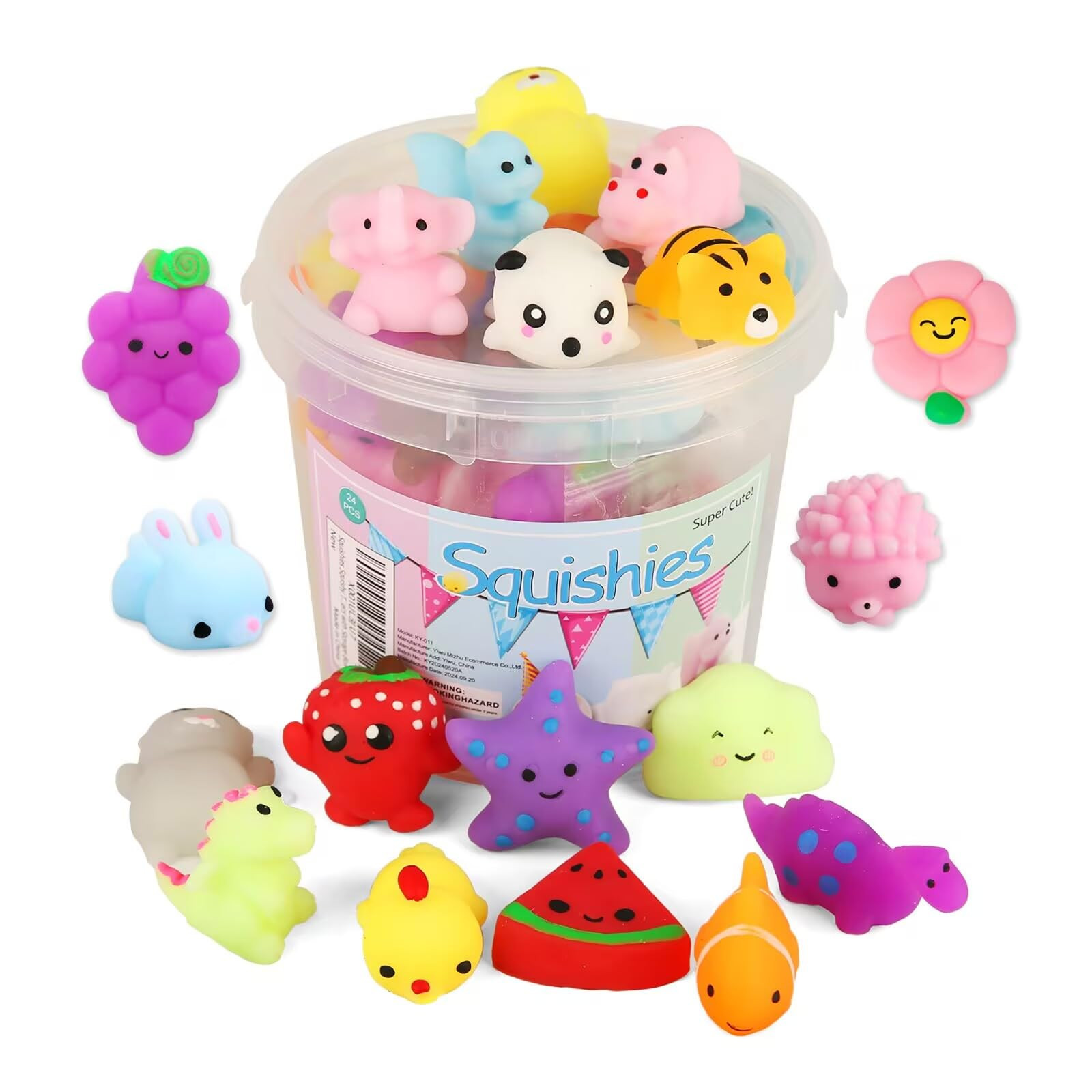 KINGYAO Squishies Squishy Toy 24pcs Party Favors for Kids Mochi Squishy Toy moji Kids Mini Kawaii... | Amazon (US)