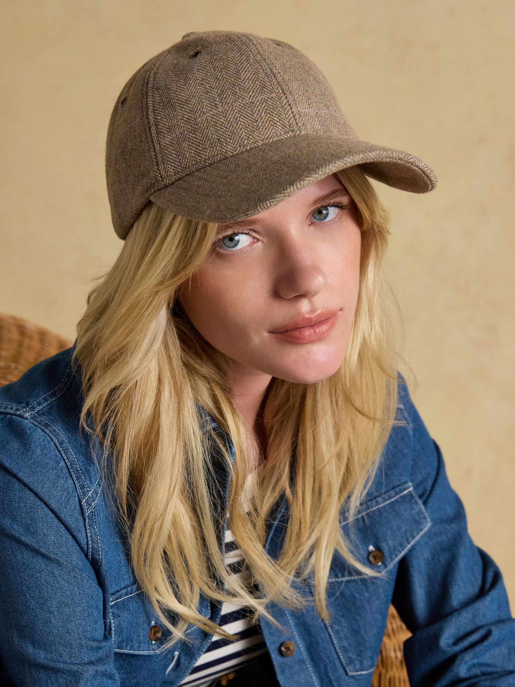 Perry Neutral Tweed Baseball Cap | Joules | Joules