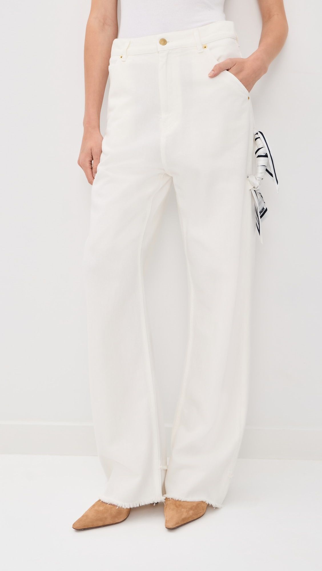 Lisa Scarf Adorned Loose Fit Carpenter Denim Jeans | Shopbop