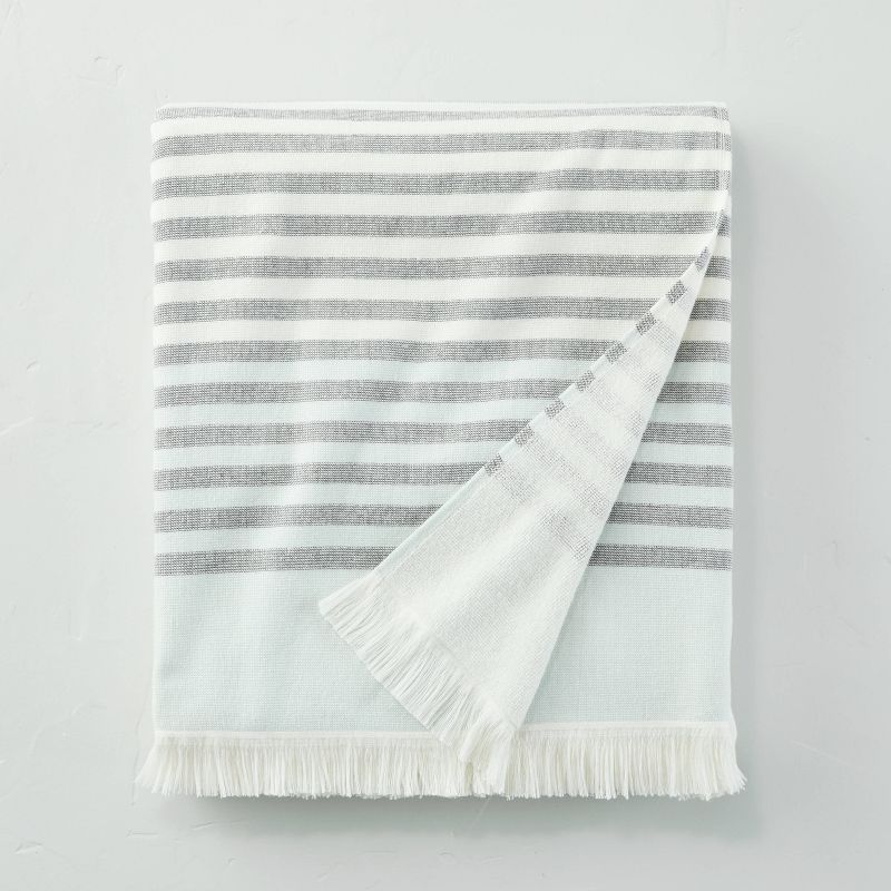 Lightweight Multi Stripe Beach Towel for 2 Cream/Gray/Light Blue - Hearth & Hand™ with Magnolia | Target