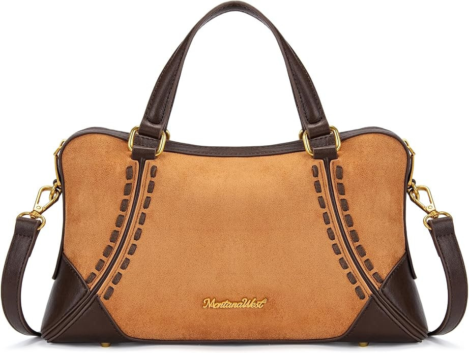 Montana West Faux Suede Satchel Crossbody Bag for Women, Western Style Top Handle Handbag with Ad... | Amazon (US)