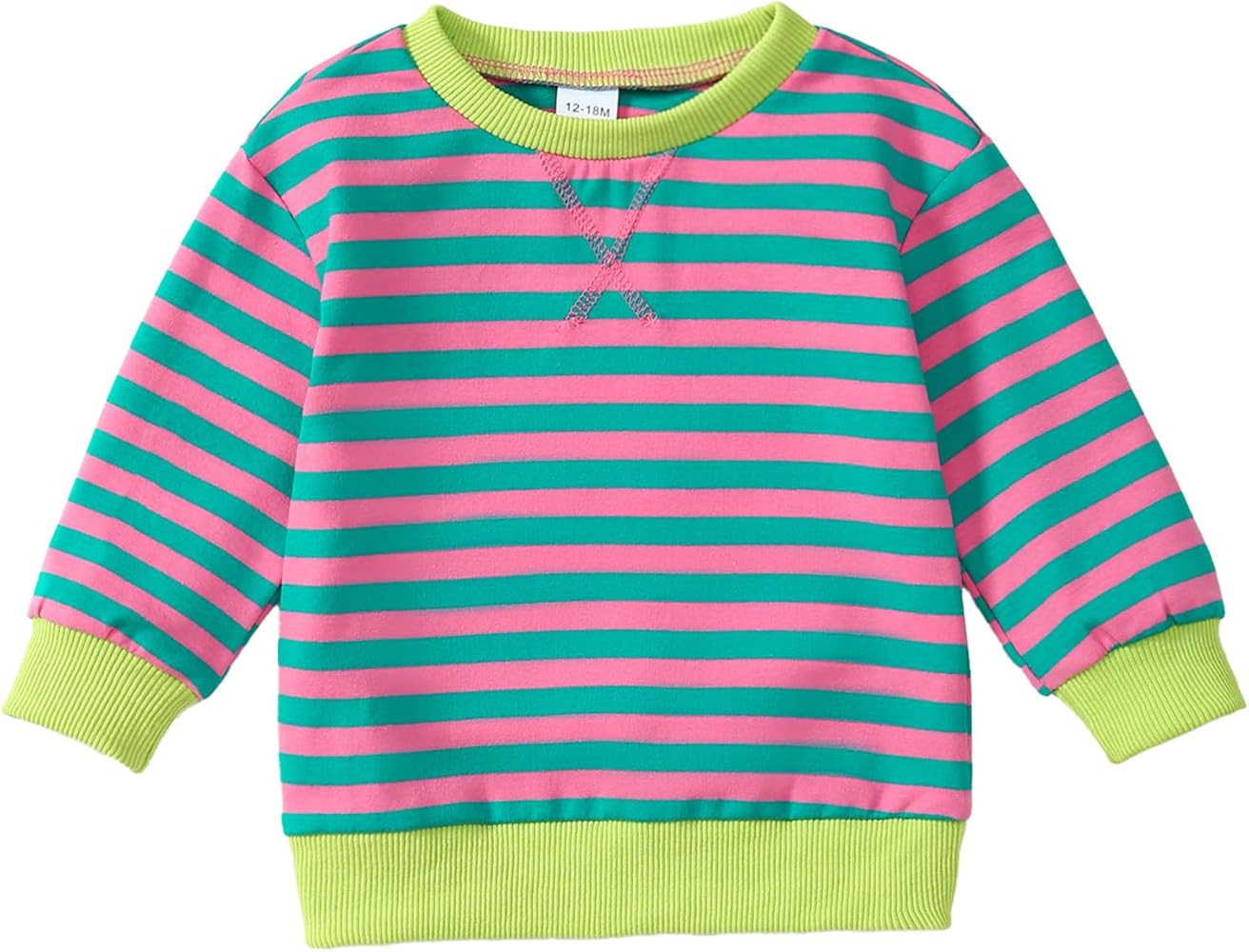 Toddler Girl Sweatshirt Long Sleeve Striped Pullover Top Fall Winter Outfits 1-5T | Amazon (US)