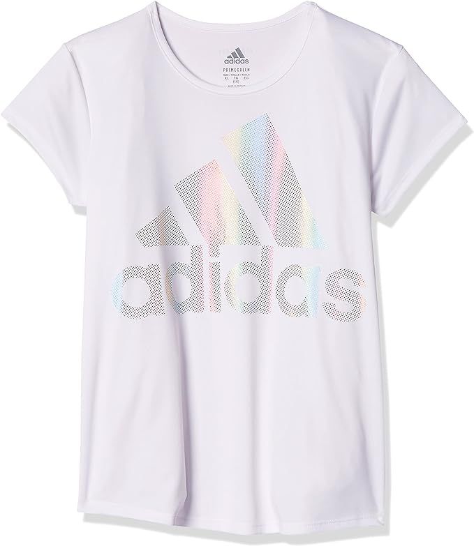 adidas Girls' Short Sleeve Rainbow Scoop Neck Tee T-Shirt | Amazon (US)