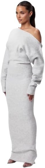 Soft Knit Sweater Dress, Women's Winter Off Shoulder Bodycon Sweater Dress, Women's Sexy Elegant ... | Amazon (US)