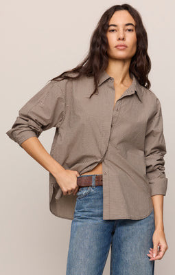 On Duty Gingham Button Up Shirt - Dark Chocolate / Small | Z Supply