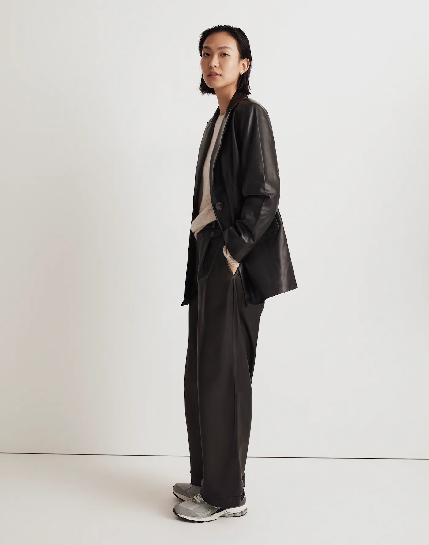 The Bedford Oversized Blazer in Leather | Madewell | Madewell