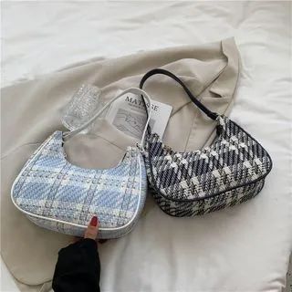 Rosevamp - Woven Plaid Canvas Shoulder Bag | YesStyle | YesStyle Global