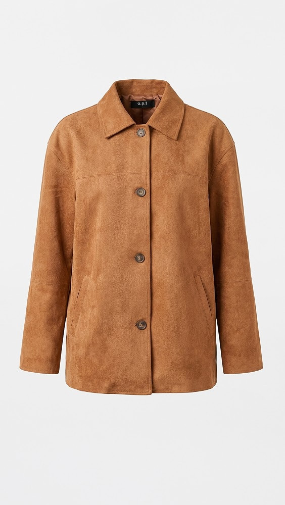 o. p.t Vrinda Faux Suede Jacket Camel L | Shopbop