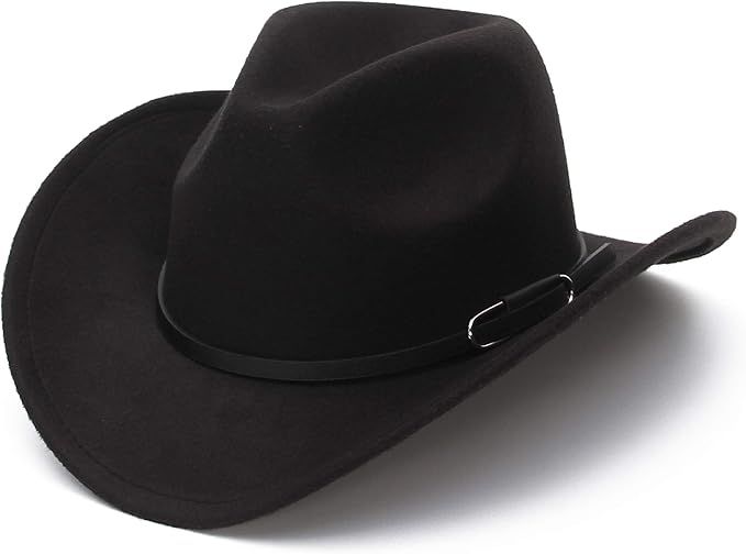 GEMVIE Cowboy Hat for Men Women Classic Roll Up Brim Fedora Cowgirl Hat Western Cowboy Hat with B... | Amazon (US)
