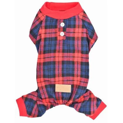 Parisian Pet 'Scottish Pajama' for Dogs & Cats, Cozy Pet Pajama Set, Red/Blue Plaid  S | Target
