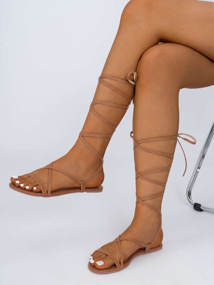 Tie Leg Design Strappy Sandals | SHEIN