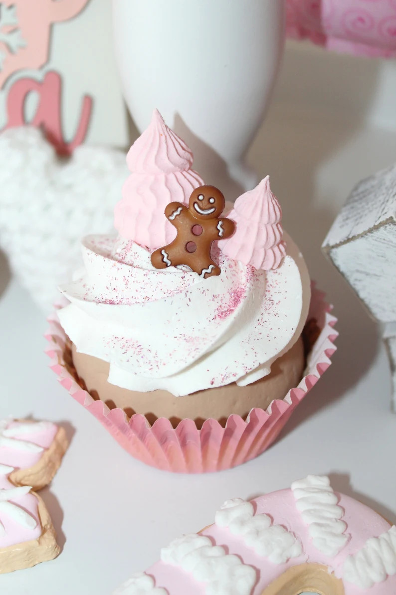 Fake PINK Gingerbread Cupcakes, Fake Christmas Cupcake, Pink Christmas,  Pink Christmas Décor, G... | Etsy (US)