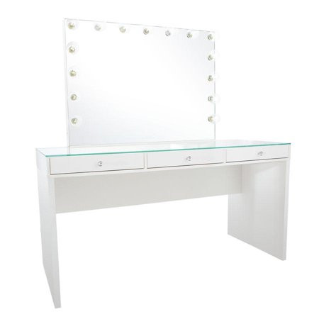 Impressions Vanity Desk with Mirror and Lights Makeup Desk SLAYSTATION PRO 2.0 with Clear Tempered G | Walmart (US)