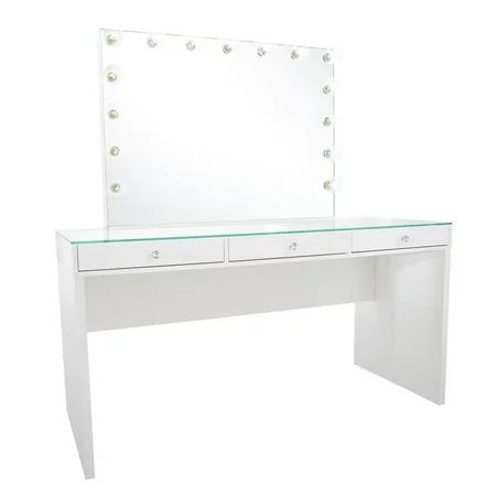 Impressions Vanity Desk with Mirror and Lights Makeup Desk SLAYSTATION PRO 2.0 with Clear Tempered G | Walmart (US)