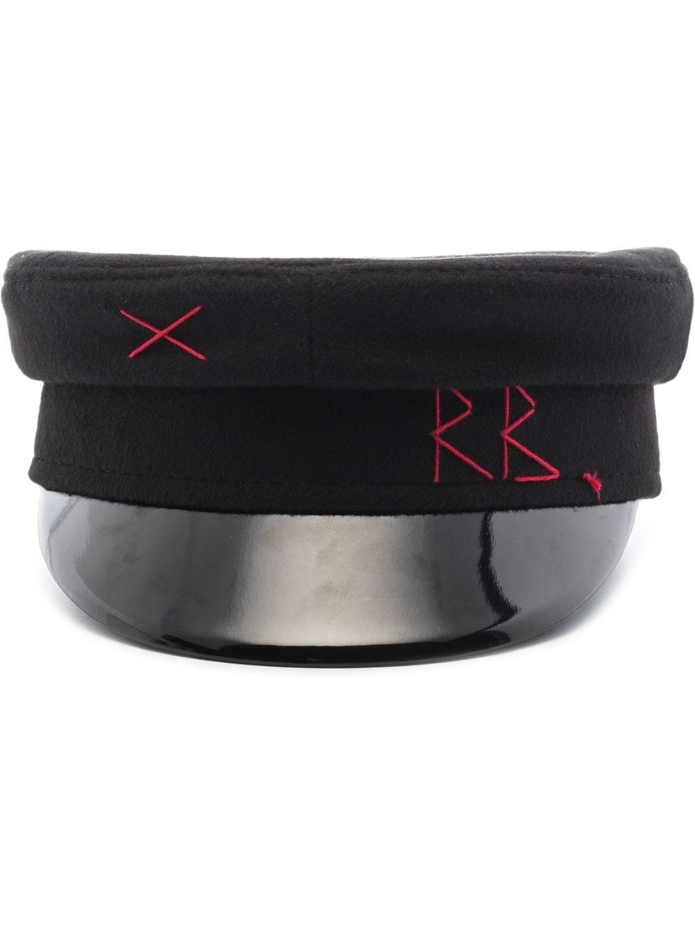 Ruslan Baginskiy embroidered monogram baker boy hat - Black | Farfetch Global
