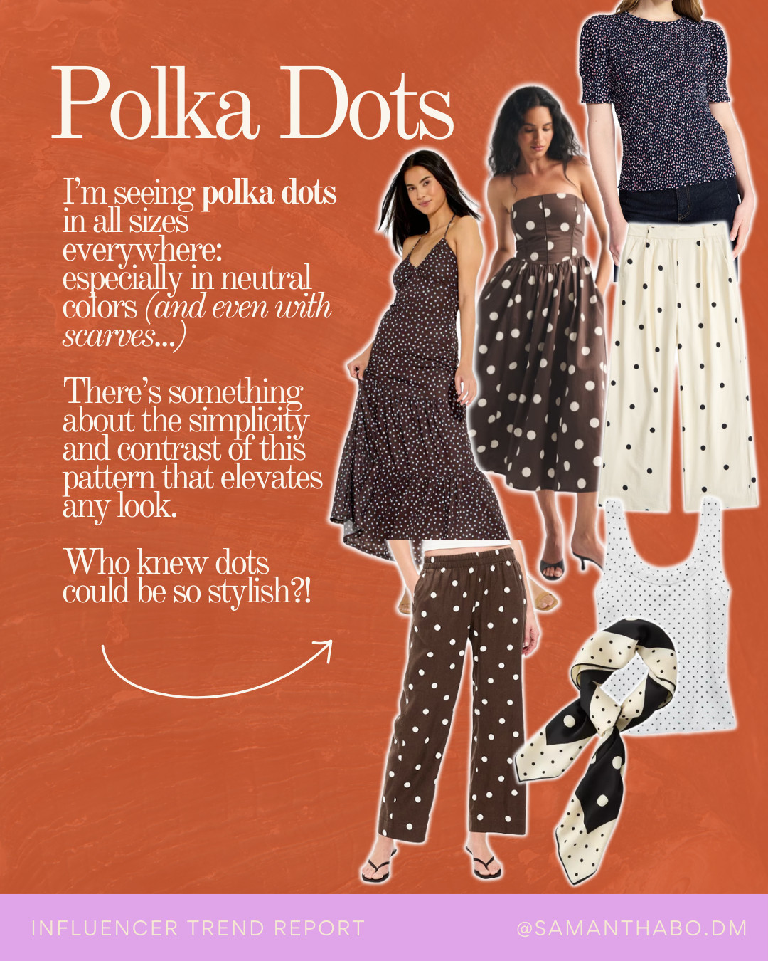Influencers can shop trending polka dot items: polka dot dress, polka dot top, polka dot pants, silk scarf 

 #LTKootd #LTKSeasonal #LTKWorkwear