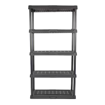 Project Source Plastic Heavy Duty 5-Tier Utility Shelving Unit (36-in W x 18-in D x 72-in H) Blac... | Lowe's