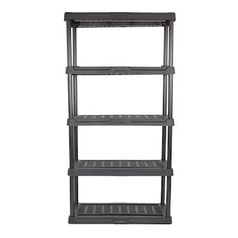 Project Source Plastic Heavy Duty 5-Tier Utility Shelving Unit (36-in W x 18-in D x 72-in H) Blac... | Lowe's