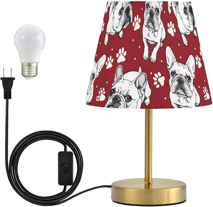 ALAZA Table Lamp Bedside Lamp for Bedroom Dog French Bulldog Red Dimmable Light with USB Port Bro... | Amazon (US)