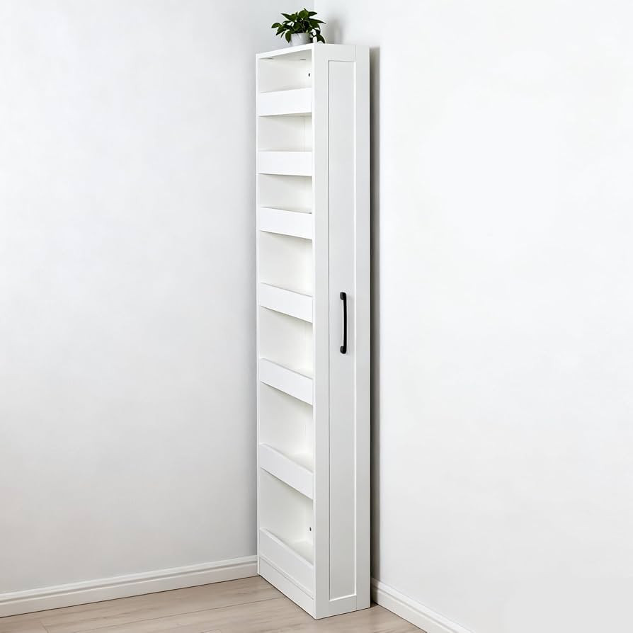 7-Shelf Tall Narrow Storage Cabinet, Slim Bathroom Cabinet with Handles, 71 Inch Tall, 8 Inch Wid... | Amazon (US)