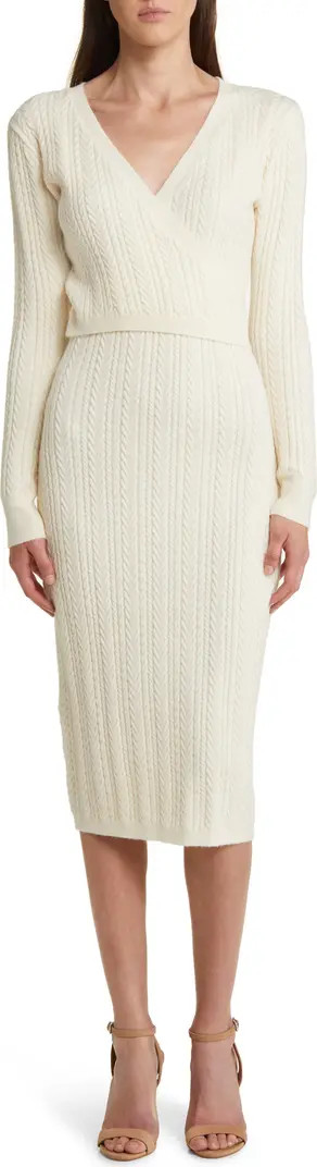 Charles Henry Cable Stitch Long Sleeve Sweater Dress | Nordstrom | Nordstrom