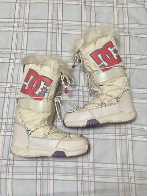 DC CHALET 2.0 WHITE PINK Y2K SNOW FUR BOOTS SIZE 8  | eBay | eBay US
