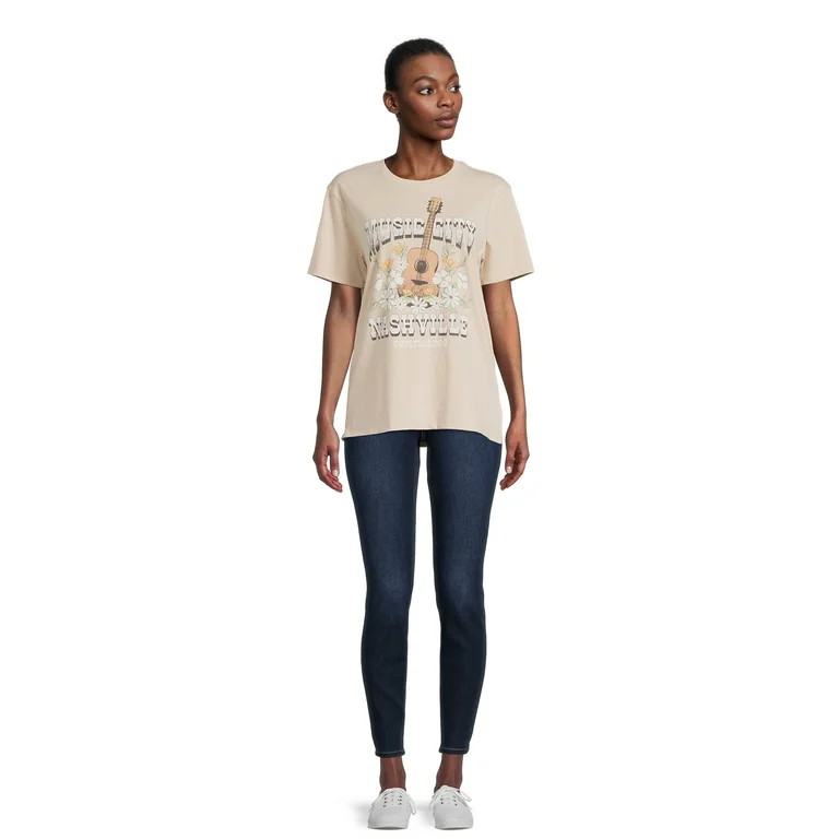 Time and Tru Women's Short Sleeve Destination Graphic Tee | Walmart (US)