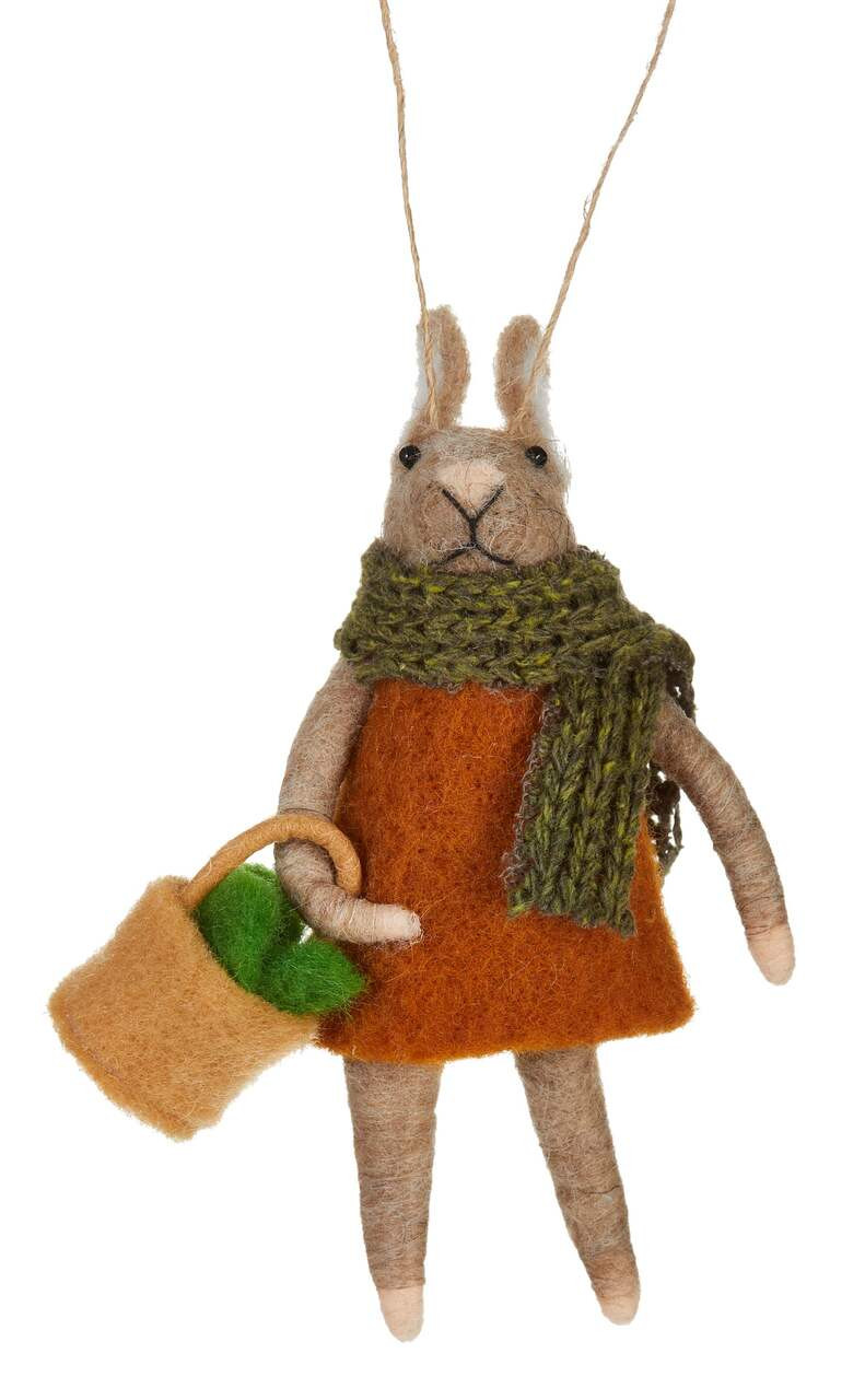 CANVAS Winter Garden Collection Felt Bunny with Basket of Veggies Christmas Ornament | Canadian Tire
