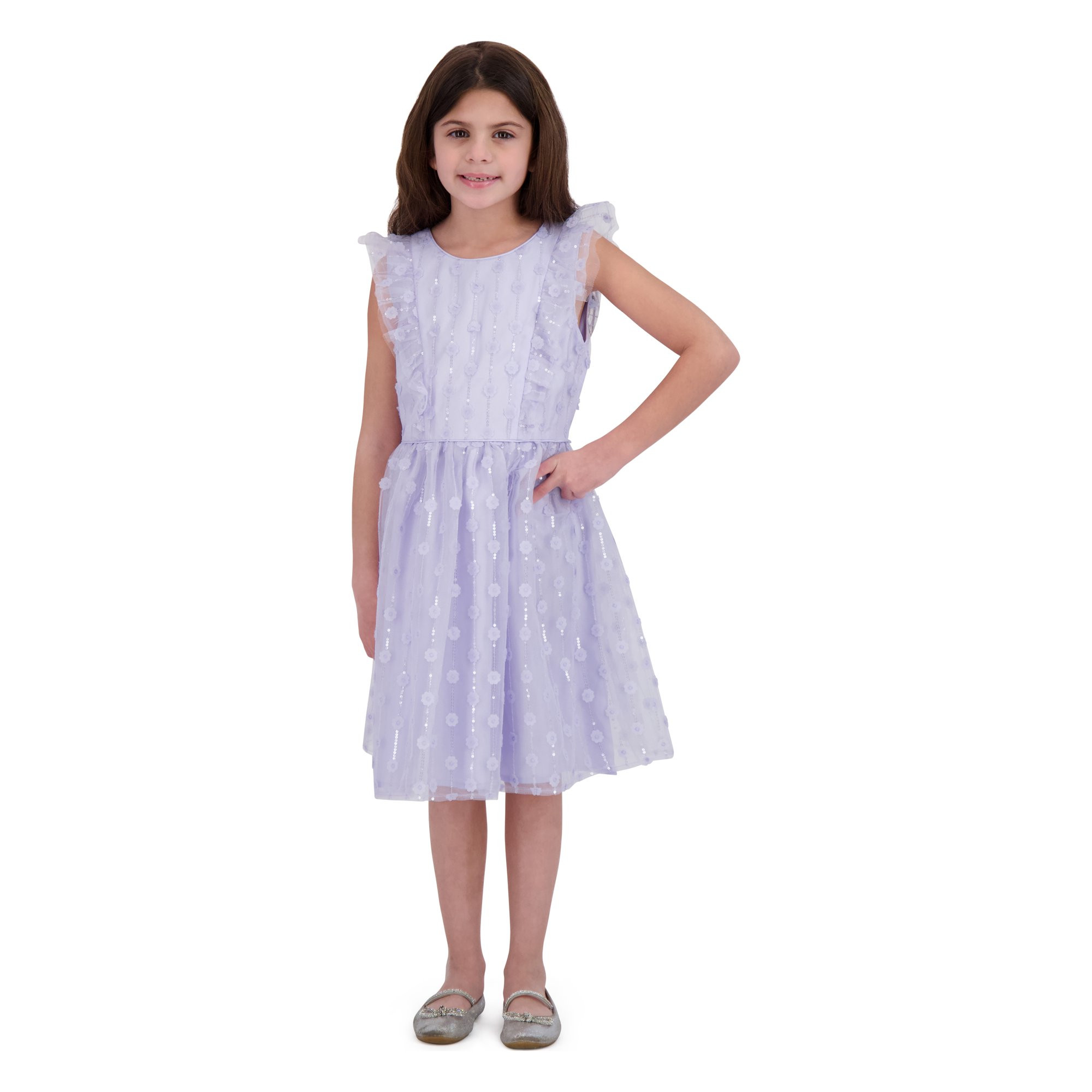 Kensie Girl Sequin Ruffle Special Occasion Dress, Sizes 4-16 | Walmart (US)