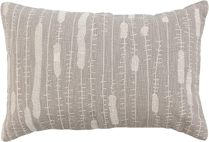 Creative Co-Op Cotton Lumbar Embroidery, Grey and Cream Pillow Covers, 24" L x 16" W x 0" H, Mult... | Amazon (US)